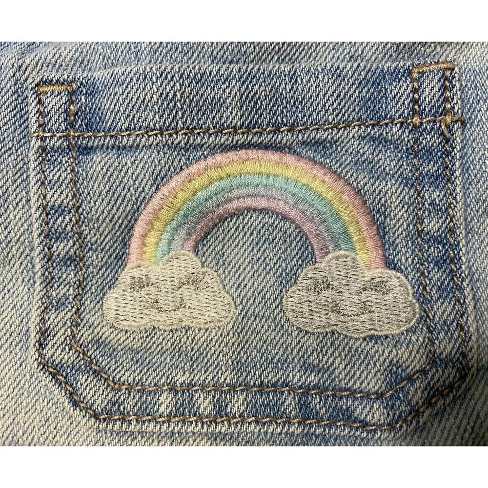 Childrens Place Girl's Rainbow Shortie Shorts Sz 4T, rainbow embroidery Pockets